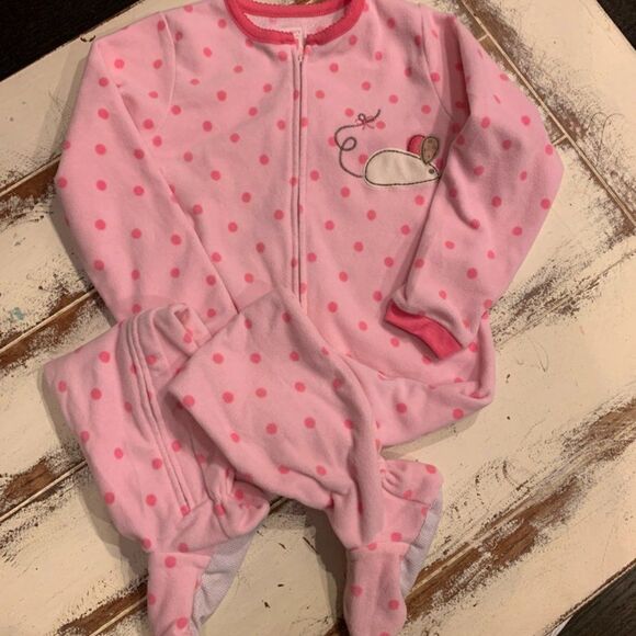 5T Girl Carter's Rubber Footed PJ One Piece Front Zipper Fleece - Picture 1 of 3